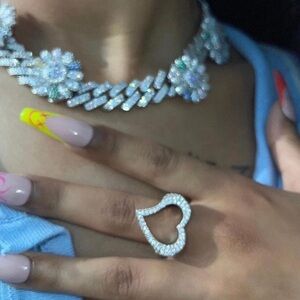 CZ Open Heart Ring for Men and Women - Size 7